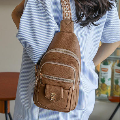 Bags Women Chest Bag Retro Easy Matching Faux Leather Messenger Bag Casual Women Chest Bag - Wanita Store