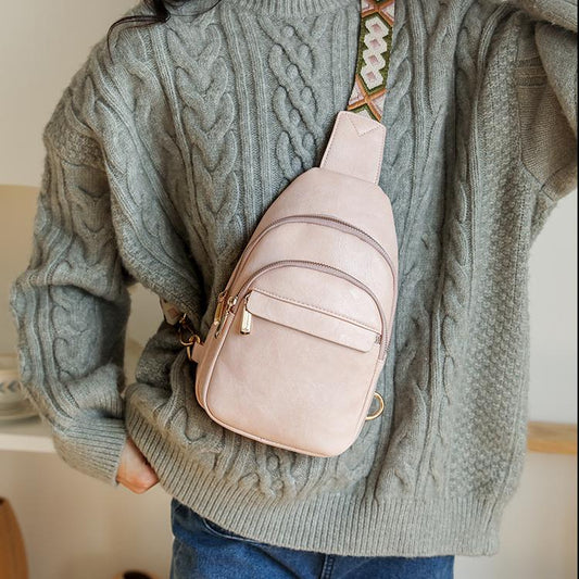 Textured Chest Bag Faux Leather Women Chest Bag One Shoulder Crossbody Simple Stylish Casual Motorcycle Bag Women