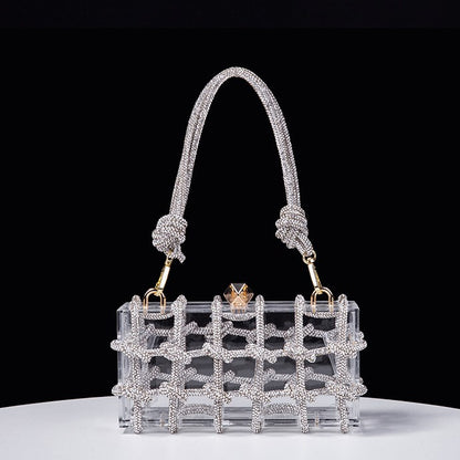 Spring Summer Alec Transparent Storage Box Handcraft Braiding Rope Small Square Bag Underarm Handbags - Wanita Store