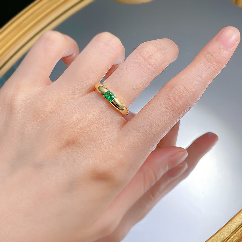 Jewelry S925 Silver Plated 4 * 5mm Green Diamond Ring Elegant White Women Ring - Wanita Store