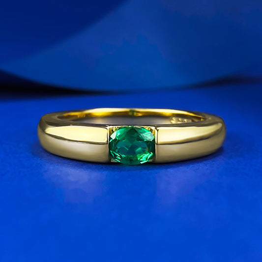 Jewelry S925 Silver Plated 4 * 5mm Green Diamond Ring Elegant White Women Ring - Wanita Store