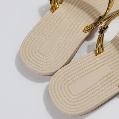 Women Sandals Open Toe Non Slip Sandals Outer Wear Mini Heart Shaped Flat Sandals Slides - Wanita Store