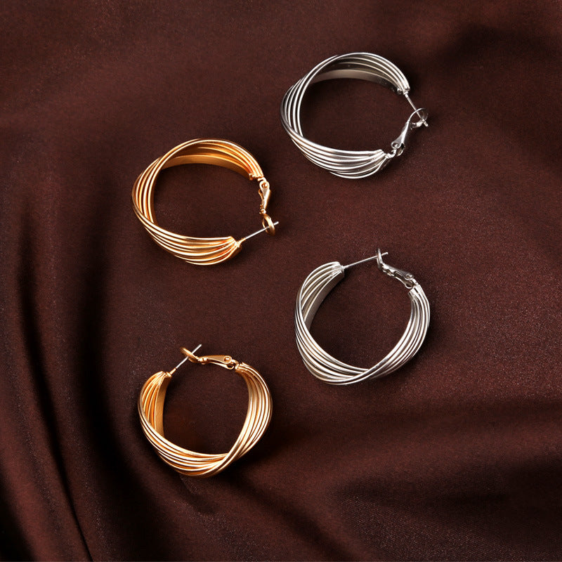 Vintage Geometric Abstract Metal Real Gold Twisted Generous Earrings Stud Earrings Yiwu Accessories Accessories - Wanita Store