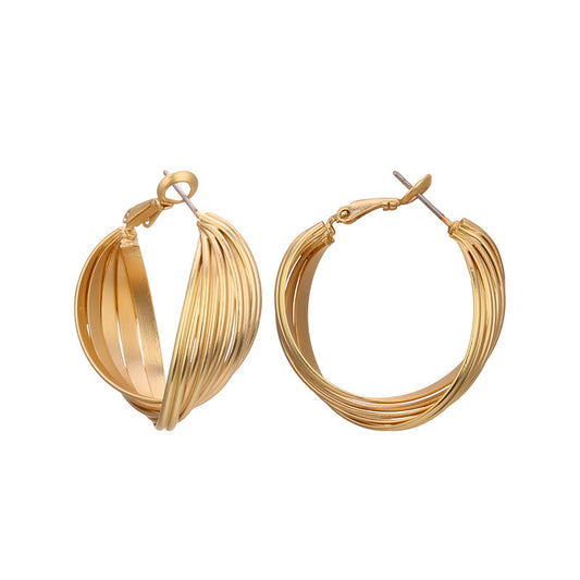 Vintage Geometric Abstract Metal Real Gold Twisted Generous Earrings Stud Earrings Yiwu Accessories Accessories - Wanita Store