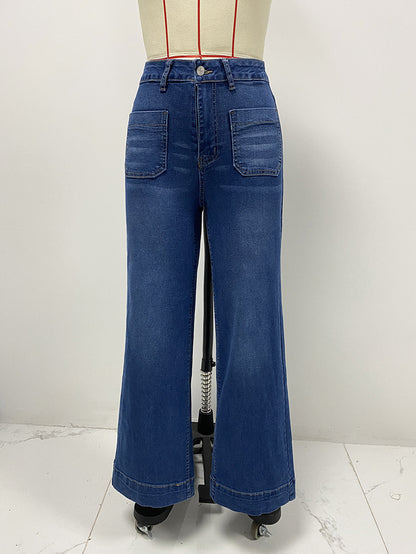 High Waist Straight Jeans Women Wear Spring Slimming Wide Leg Retro Trousers - Wanita Store