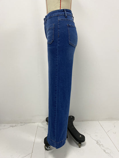 High Waist Straight Jeans Women Wear Spring Slimming Wide Leg Retro Trousers - Wanita Store