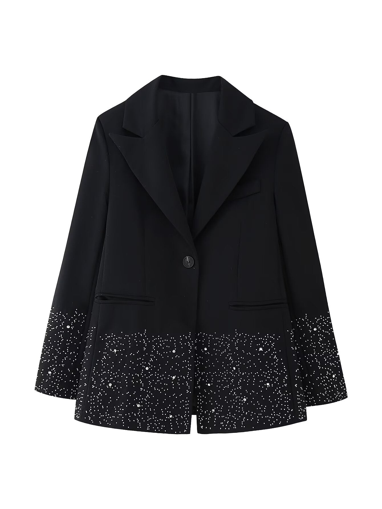 Spring Women Casual Artificial Jewelry Inlaid Embroidered Blazer High Waist Shorts Set - Wanita Store