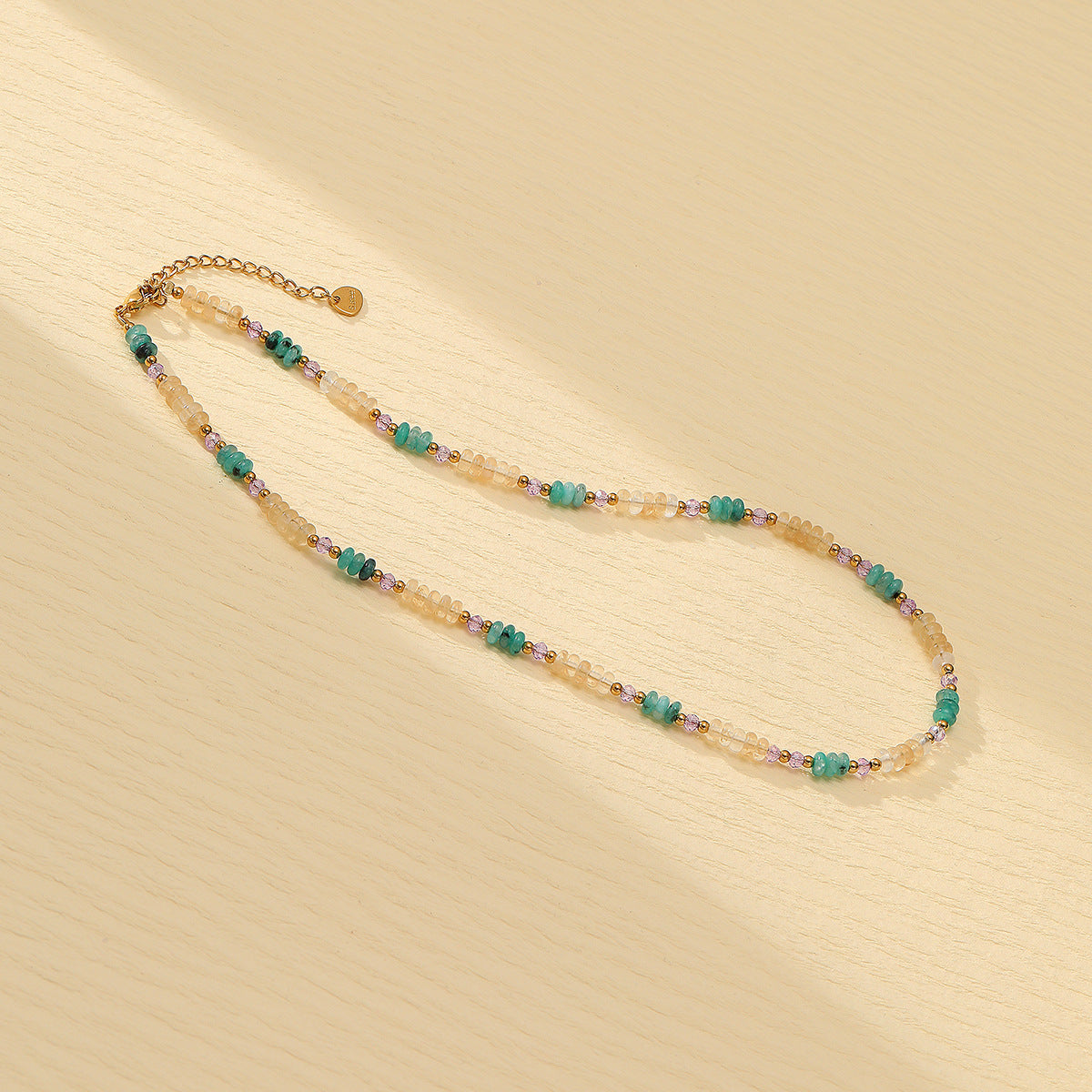 Blue Color Natural Stone Handmade Beaded Titanium Steel Necklace Affordable Luxury All Match Freshwater Pearl Embellished - Wanita Store