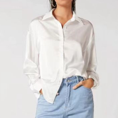 Women Clothing Spring Summer Satin Comfort Casual Long Sleeved Shirt Women - Wanita Store