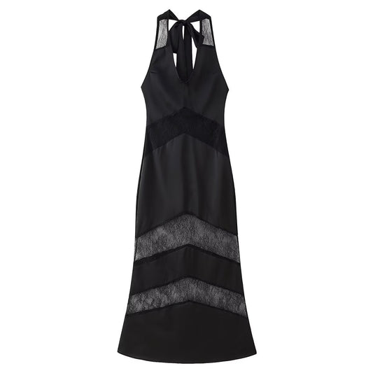 Women Dress Sexy Voile Stitched Backless Maxi Dress