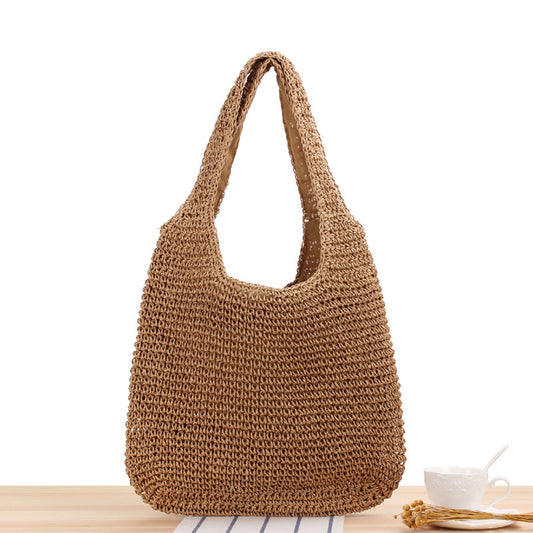 Shoulder Straw Bag Mori Hand Woven Bag Casual Large Capacity Beach Bag