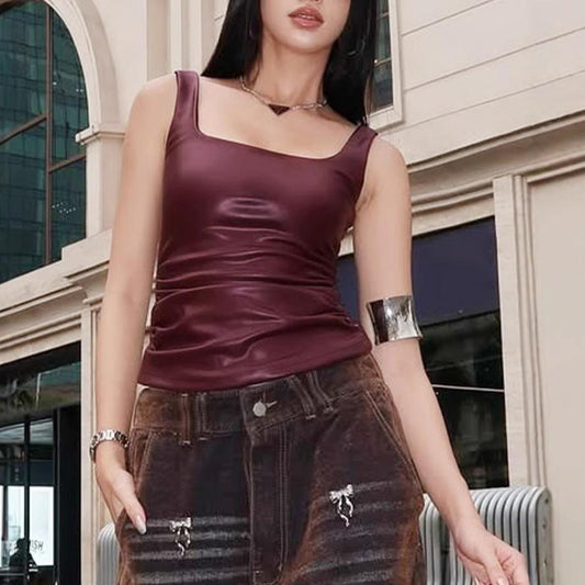 Summer Solid Color Sling Slim Fit Tank Top Sexy Street Sexy Slim Slimming Women