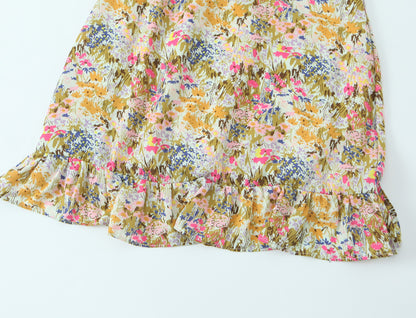 Vestido sin espalda sexy con estampado floral y cuello anudado para mujer