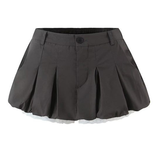 Sexy Wear Lace Bud Short Pantskirt Women Summer Low Waist Anti Exposure Slimming A line Skirt