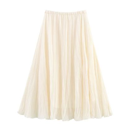 Summer Women Clothing Stylish Simple Candy Color Fold Effect Skirt - Wanita Store