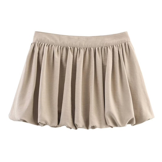 Women Clothing Summer Elastic Waist Pleated Lantern Skirt