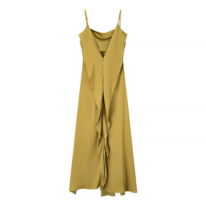 Women Clothing Summer Simple Camisole Split Dress - Wanita Store