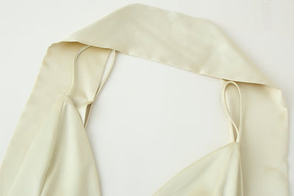 Women Elegant Thin Scarf Silk Satin Texture Dress - Wanita Store