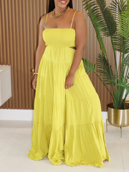 Women Clothing Spaghetti Straps Sleeveless Dress Bohemian Tiered Dress Maxi Dress Summer - Wanita Store