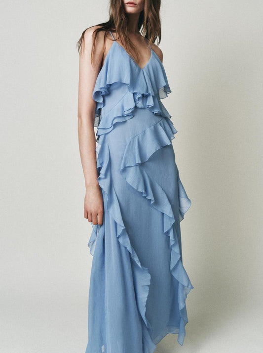 Women Laminated Decoration Sling Dress