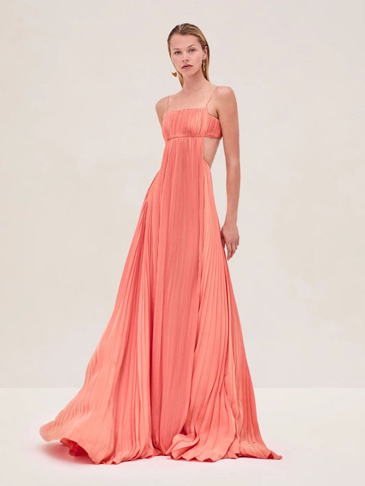 Women Summer Cami Dress Sexy Pleated Backless Dress