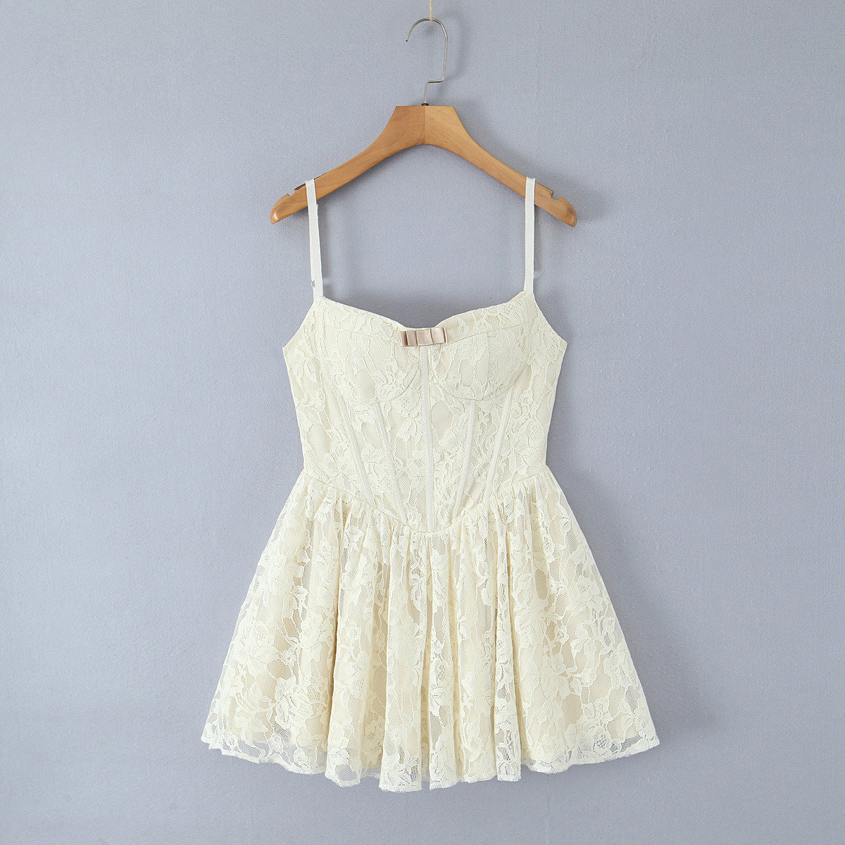 Sexy Sweet Lace Embroidered Boning Corset Tight Waist Suspender Dress Summer Slim Fit Large Swing