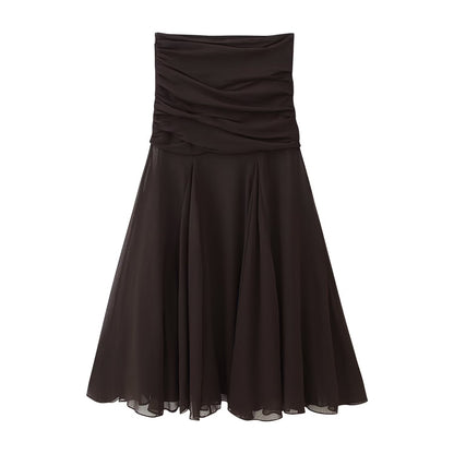 Summer Women Clothing Translucent Pleated Design Skirt - Wanita Store