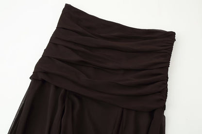 Summer Women Clothing Translucent Pleated Design Skirt - Wanita Store