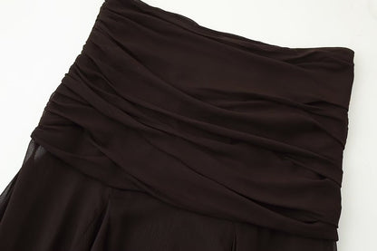 Summer Women Clothing Translucent Pleated Design Skirt - Wanita Store