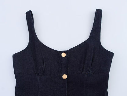 Women Clothing Denim Midi Length Sling Dress - Wanita Store