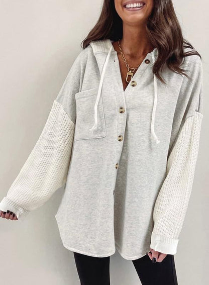 Fall Winter Women Clothing Sweater Patchwork Hoodie Casual Coat for Women - Wanita Store