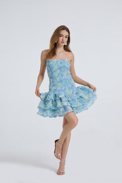 Women Summer Slimming Fit Ruffled Sleeveless Short Dress - Wanita Store