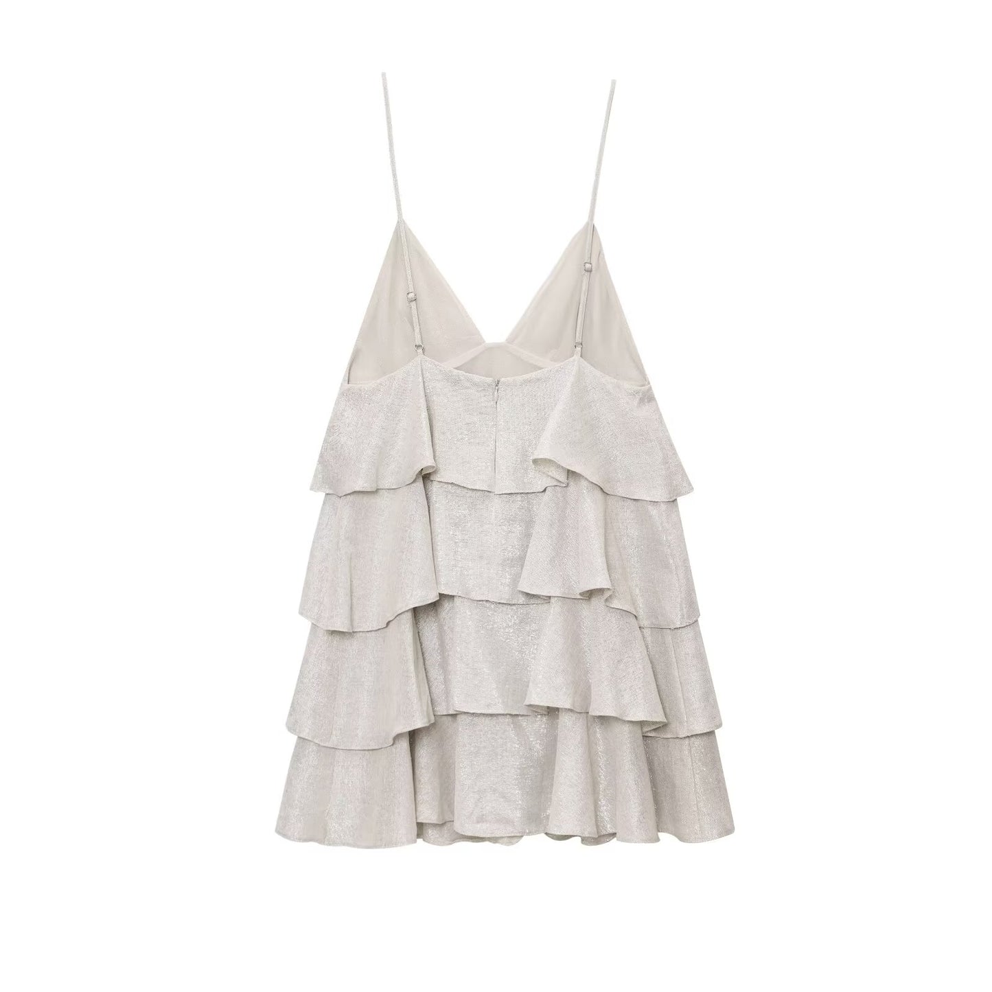 Women Laminated Decoration Short Sling Dress