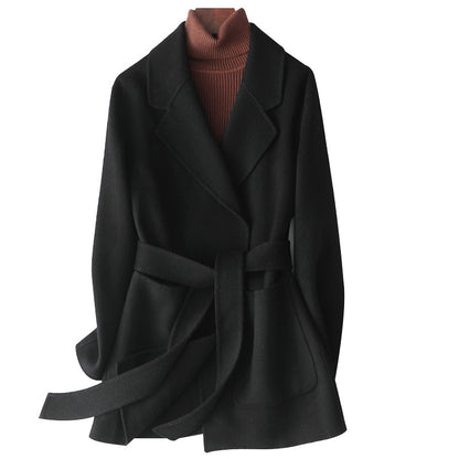 Reversible Cashmere Coat Women Short Spring Autumn Pure Handmade Woolen Coat Women - Wanita Store