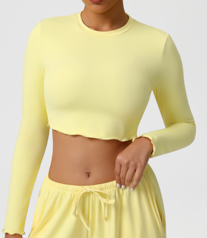 Yoga Clothing Top Skin Friendly Nude Feel Breathable Workout Clothes Short T shirt Slim Slimming Sports Long Sleeve - Wanita Store