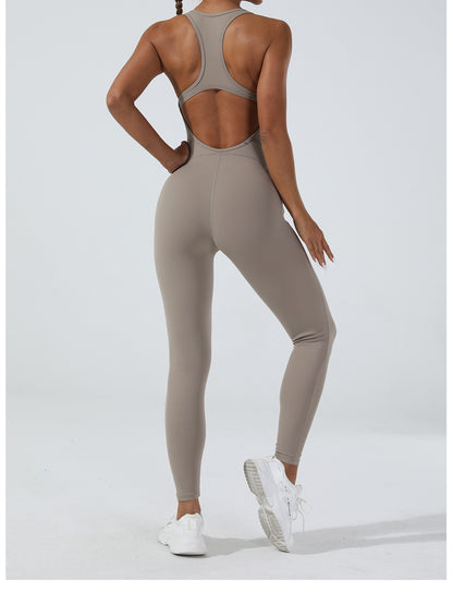 Sexy Yoga Jumpsuit Outdoor Beauty Back Jumpsuit Trousers High Elastic One Piece Yoga Jumpsuit - Wanita Store