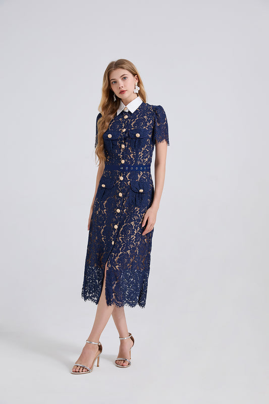 Women Lace Pocket Summer Sexy Dress