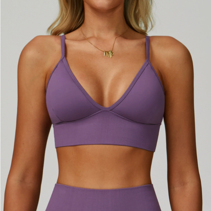 Sollinarry Double Shoulder Strap Seamless Yoga Bra Beauty Back Quick Drying Sports Tops Outerwear Running Fitness Yoga Wear - Wanita Store