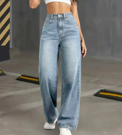 High Waist Straight Jeans Light Color Water Scrubbing All Season Casual Street Clothing Suitable All Seasons - Wanita Store