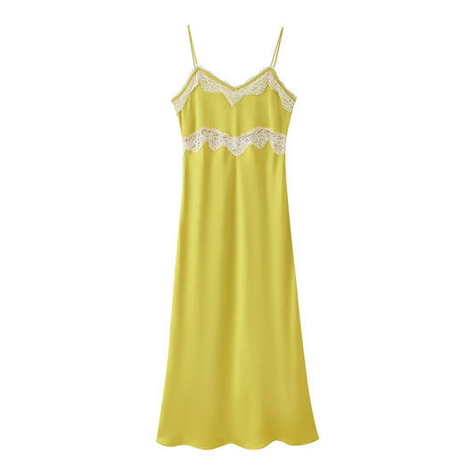 Women Clothing Summer Lace Sling Midi Dress