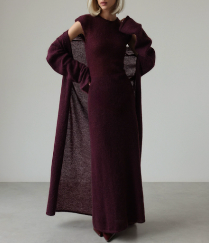 Women Autumn Knitted Cardigan Sleeveless Dress Two Piece Sets Women - Wanita Store