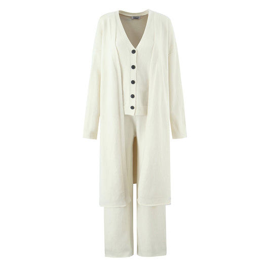 Sweater Cardigan for Women Loose Outer Wear Autumn Winter Long Sleeve below the Knee Knitted Three Piece Coat
