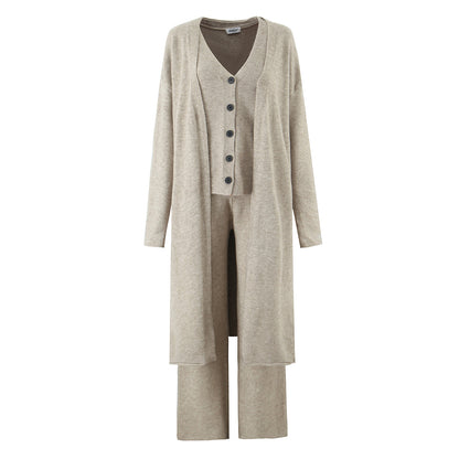 Sweater Cardigan for Women Loose Outer Wear Autumn Winter Long Sleeve below the Knee Knitted Three Piece Coat - Wanita Store