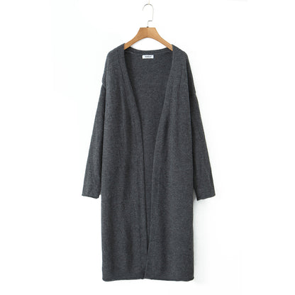 Sweater Cardigan for Women Loose Outer Wear Autumn Winter Long Sleeve below the Knee Knitted Three Piece Coat - Wanita Store