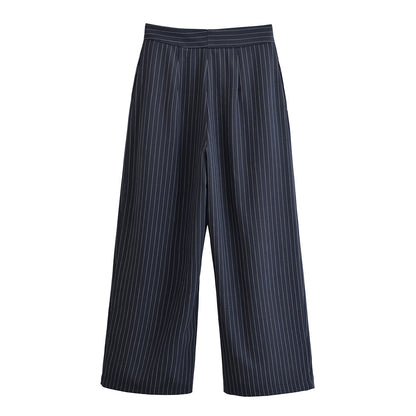 Early Autumn Women Clothing Office All Match Striped Wide Leg Pants - Wanita Store