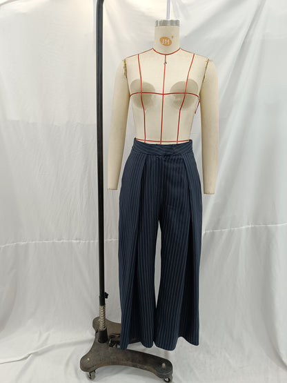 Early Autumn Women Clothing Office All Match Striped Wide Leg Pants - Wanita Store