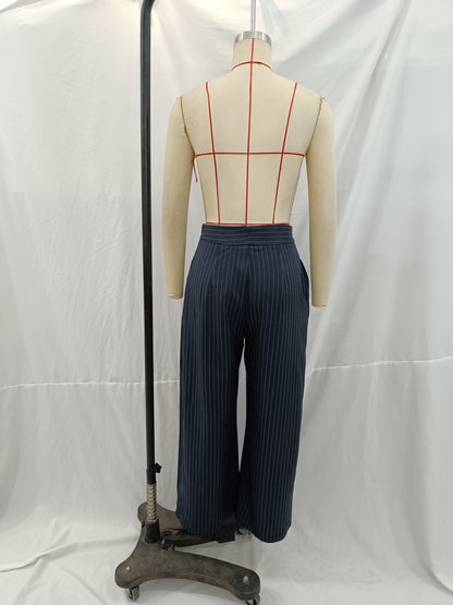 Early Autumn Women Clothing Office All Match Striped Wide Leg Pants - Wanita Store