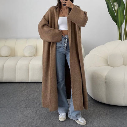 Long Sleeve Wool Overcoat Trench Coat Sweaters Women Clothing Autumn Winter - Wanita Store