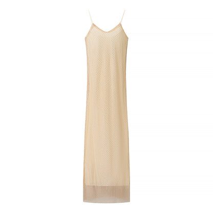 Women Clothing Bright Diamond Decoration Slim Slip Dress Sexy Feminine Dress - Wanita Store