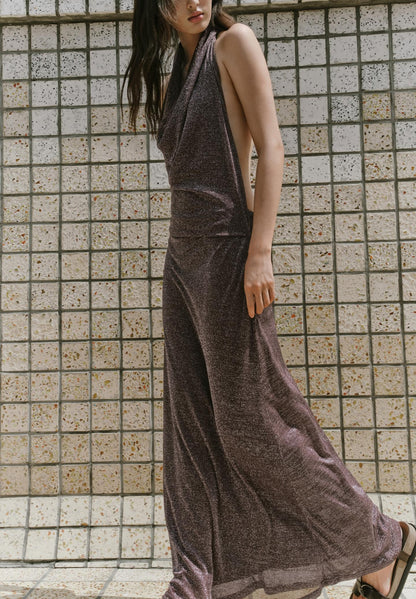 Women Clothing Autumn Backless Metallic Dress - Wanita Store
